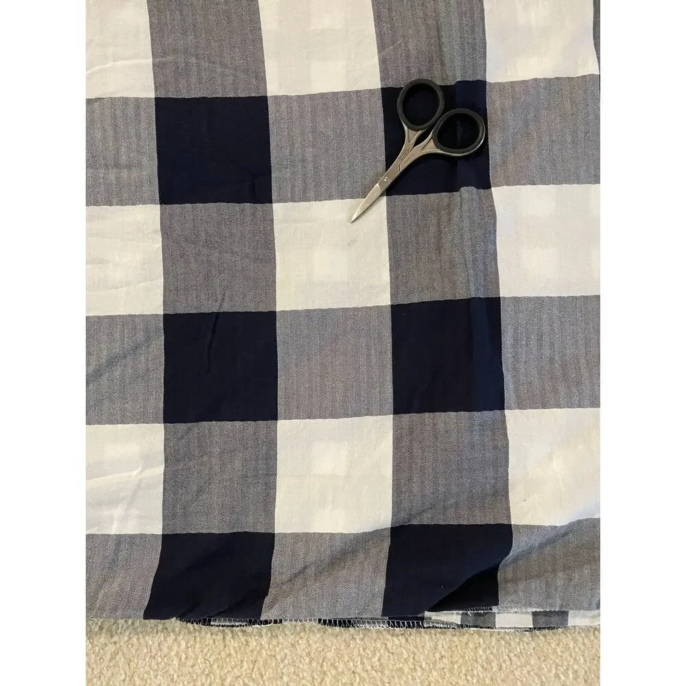 Pottery Barn Check Organic Cotton Blue White Full/Queen Duvet Cover 92x88